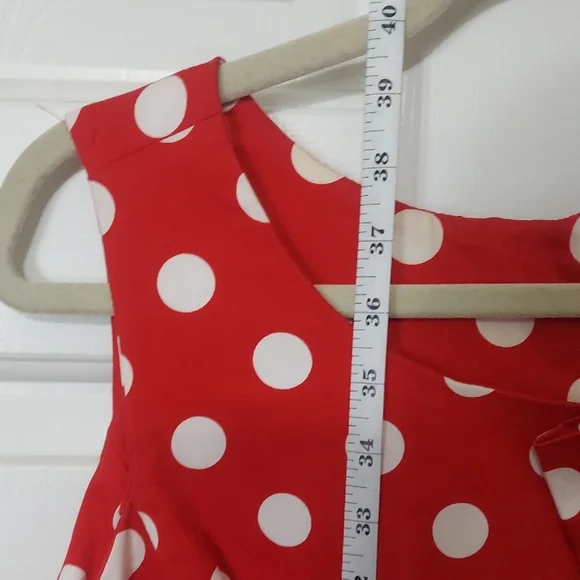 Elegant Red Polka Dot Midi Dress - Picture 7 of 8